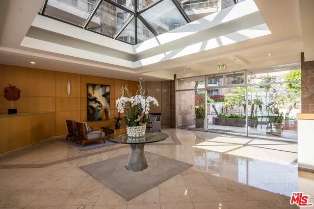a dining room with furniture