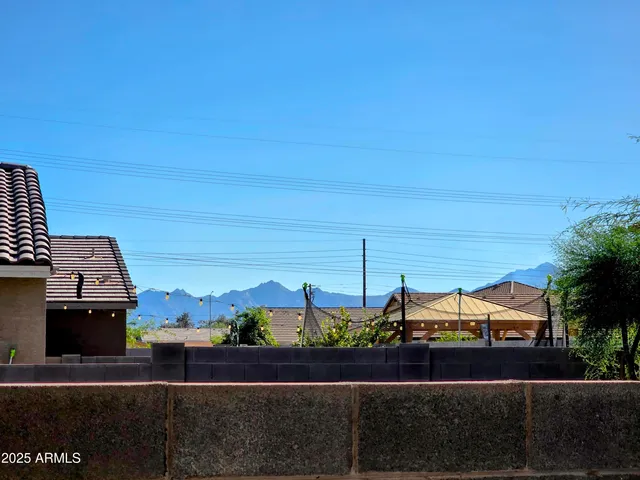 an outdoor space with furniture