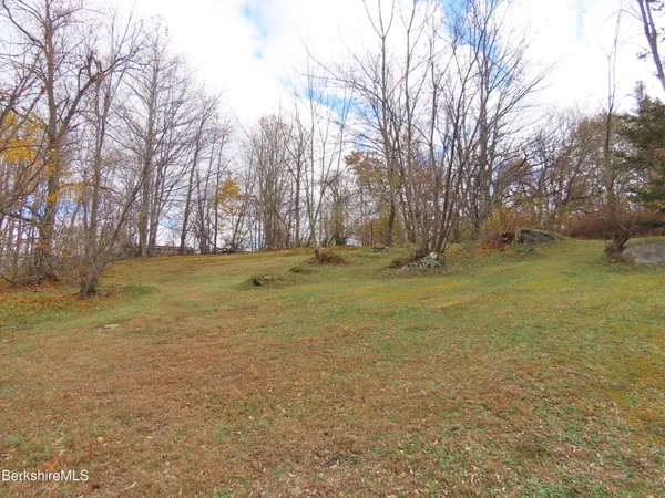 a view of outdoor space with trees all around