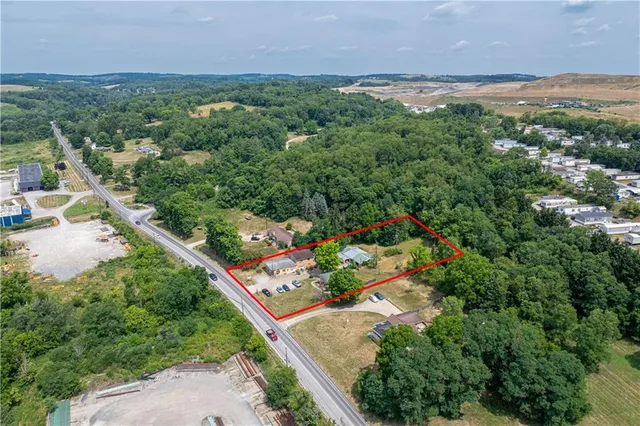 an aerial view of a house