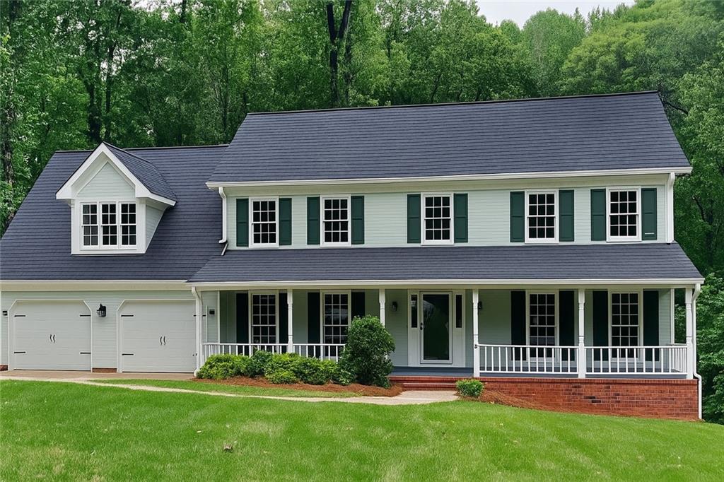 front view of a house with a yard