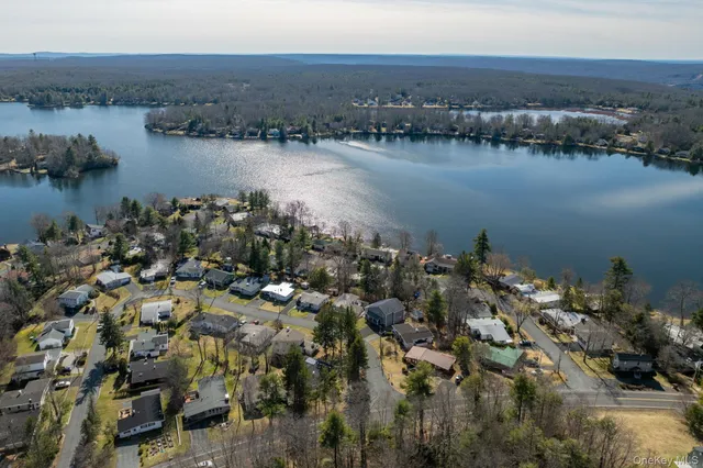 a view of a lake with houses