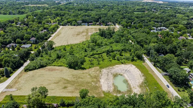 an aerial view of a house