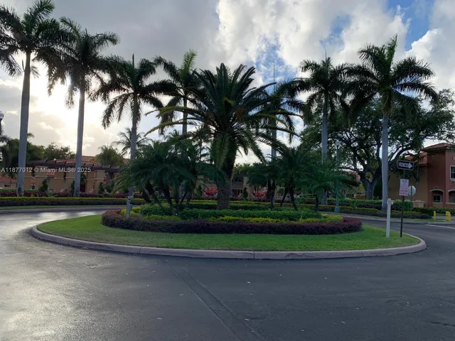 a view of outdoor space with palm trees