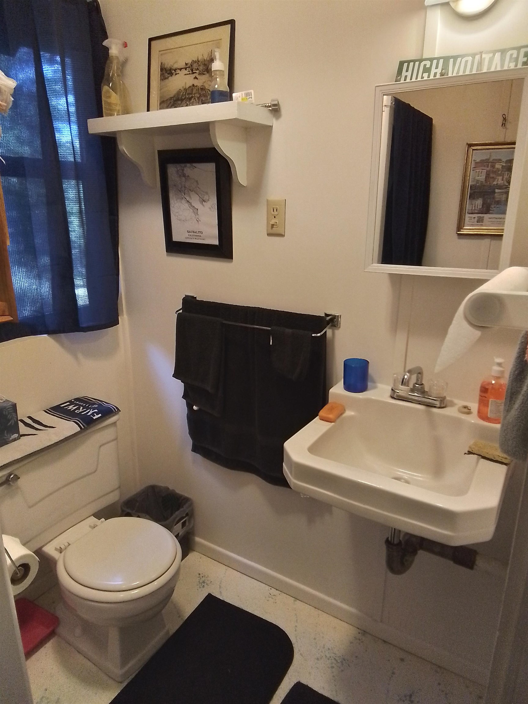 199 Hunewill Drive Bridgeport, CA 93517 - Photo 23 of 40 Bathroom featuring a wall-mounted sink, a toilet, a wall-mounted mirror, and white wall paneling