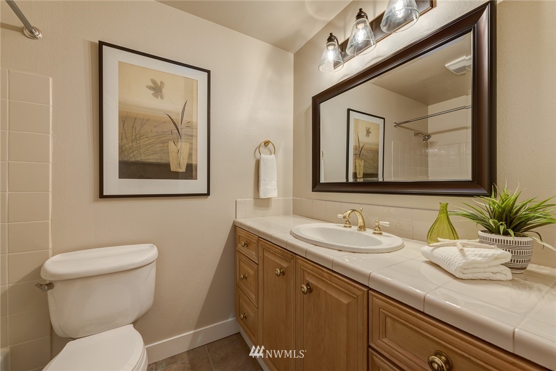 4314 Southwest Frontenac Street Seattle, WA 98136 - Photo 16 of 32 a bathroom with a toilet a sink and mirror