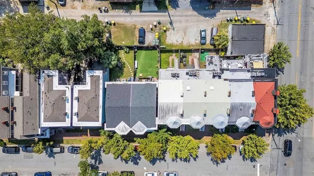a building with flowers in front of it
