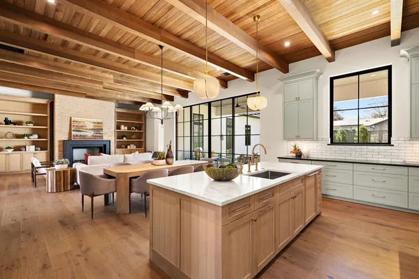 a large room with lots of counter space