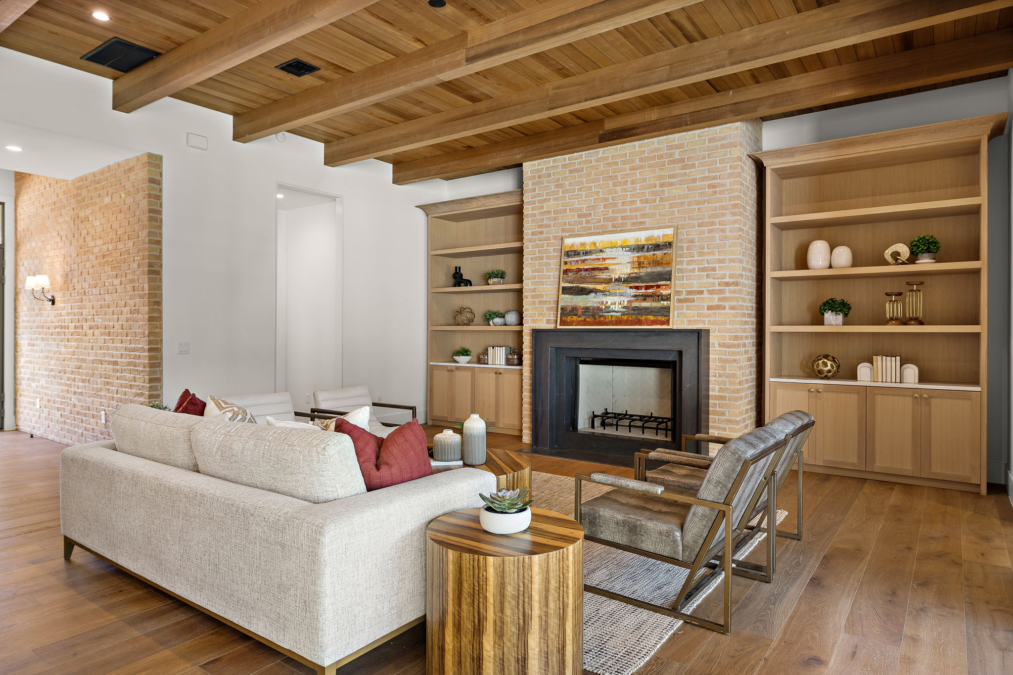 5906 Rickey Drive Austin, TX 78757 - Photo 5 of 38 a living room with furniture and a fireplace