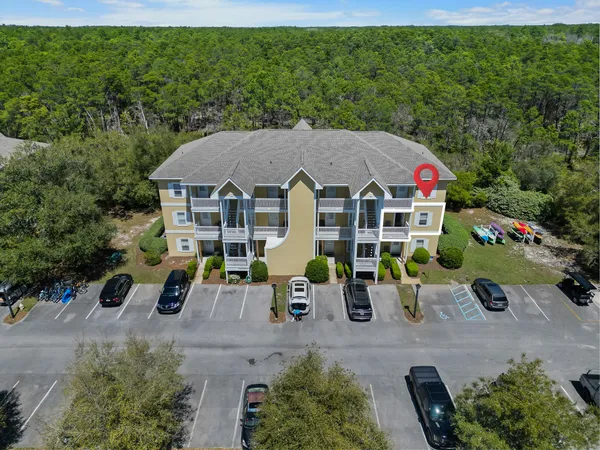 an aerial view of a house