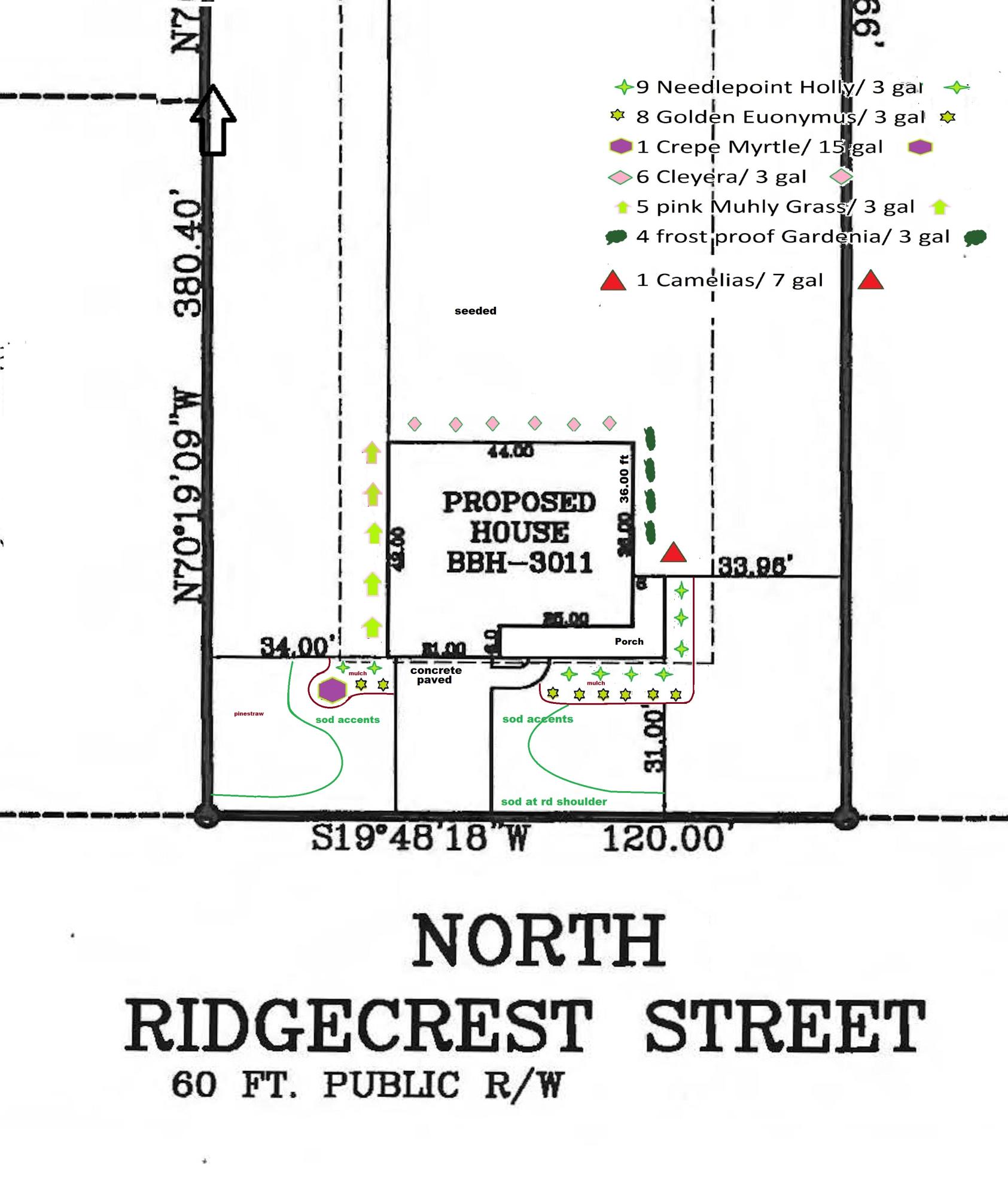 350 North Ridgecrest Street Pinebluff, NC 28373 - Photo 5 of 9 landscape plan