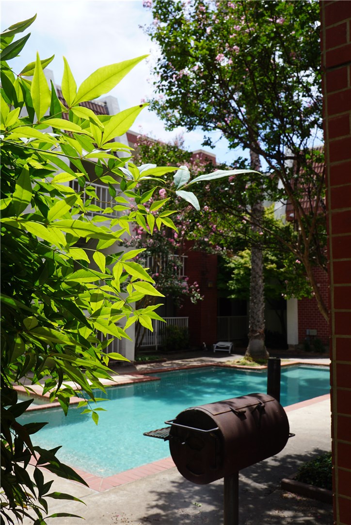 3115 Helms Street, Unit 212 Austin, TX 78705 - Photo 4 of 15 a swimming pool with outdoor seating and trees