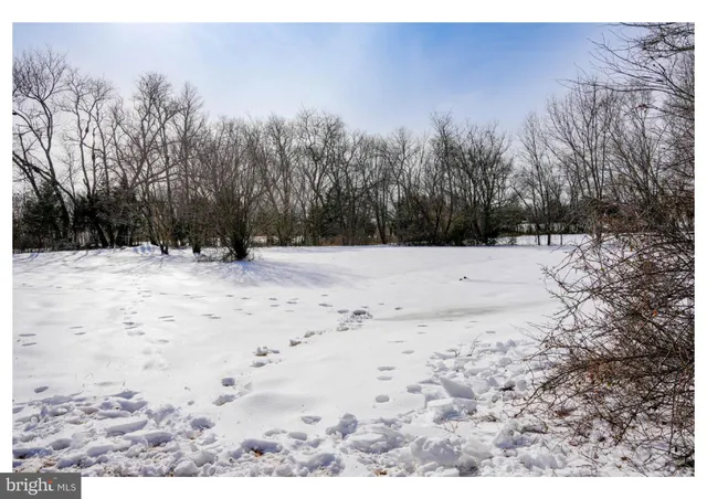 a view of a snow on the yard