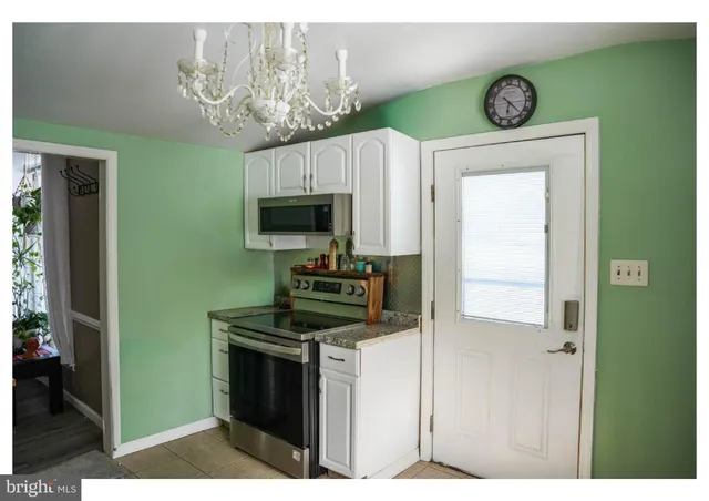 a kitchen with a stove and a microwave
