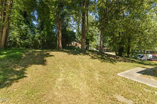 a view of a yard with trees