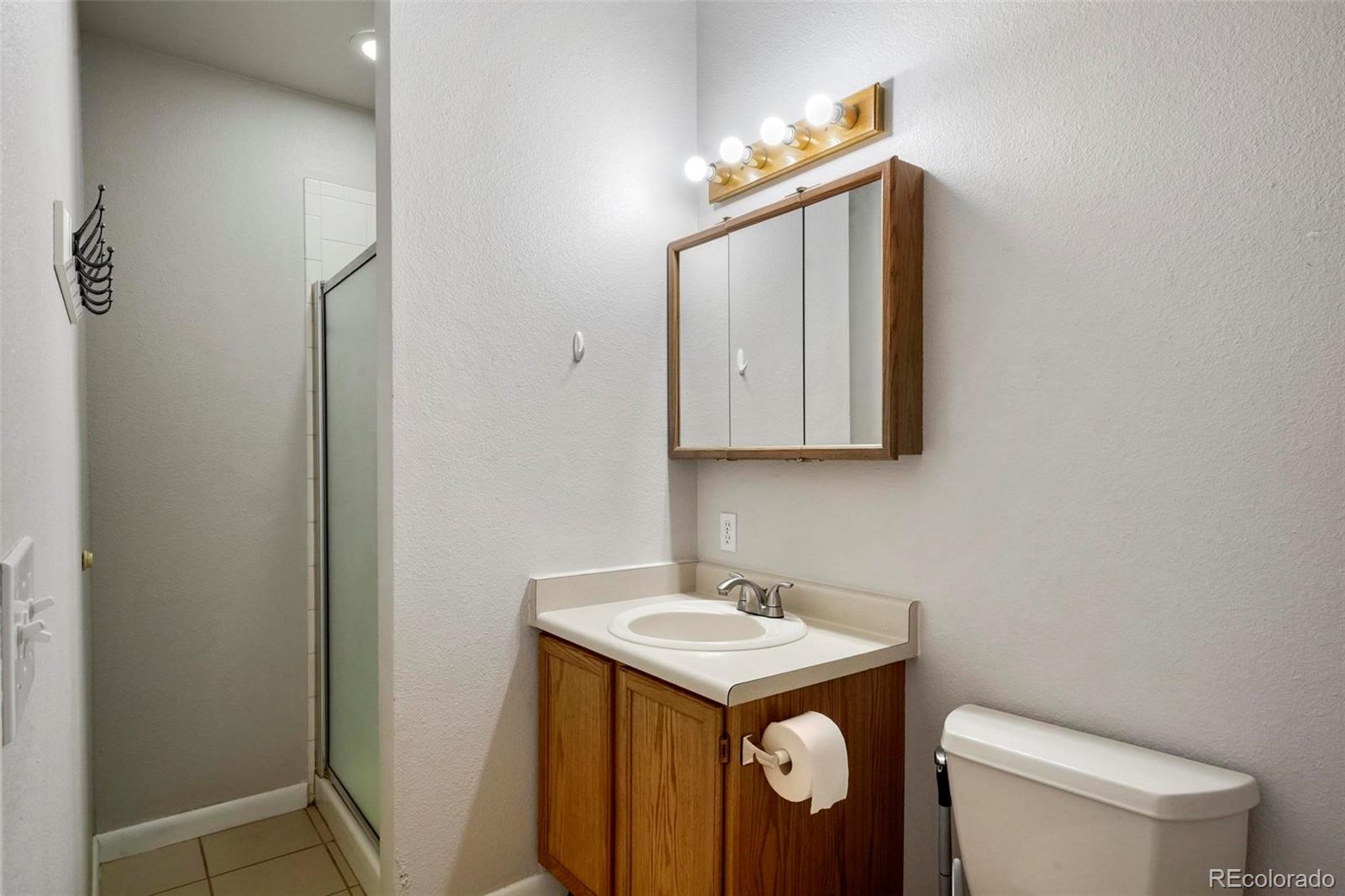 13519 Elsie Road Conifer, CO 80433 - Photo 20 of 31 a bathroom with a toilet sink and mirror