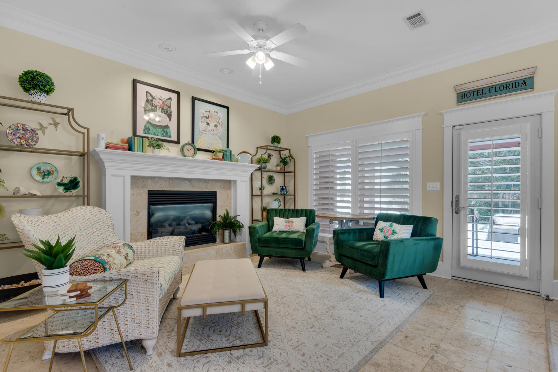 61 Rue Caribe Miramar Beach, FL 32550 - Photo 9 of 69 a living room with furniture and a fireplace