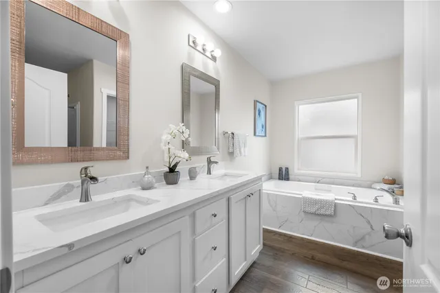 a bathroom with a sink and a bathtub