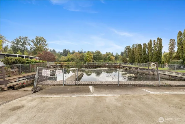 a view of a lake with houses