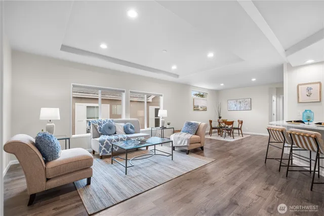 a living room with furniture or couch and a window