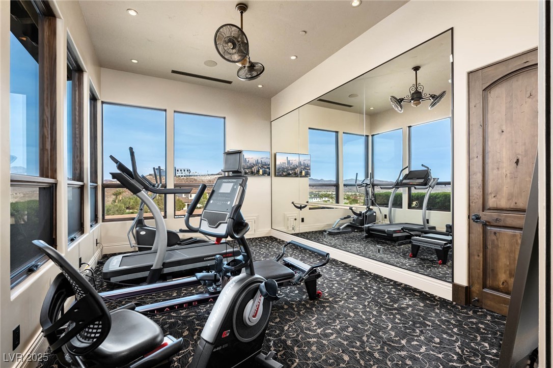 1123 Christian Road Henderson, NV 89002 - Photo 55 of 83 Gym with recessed lighting, carpet flooring, and baseboards