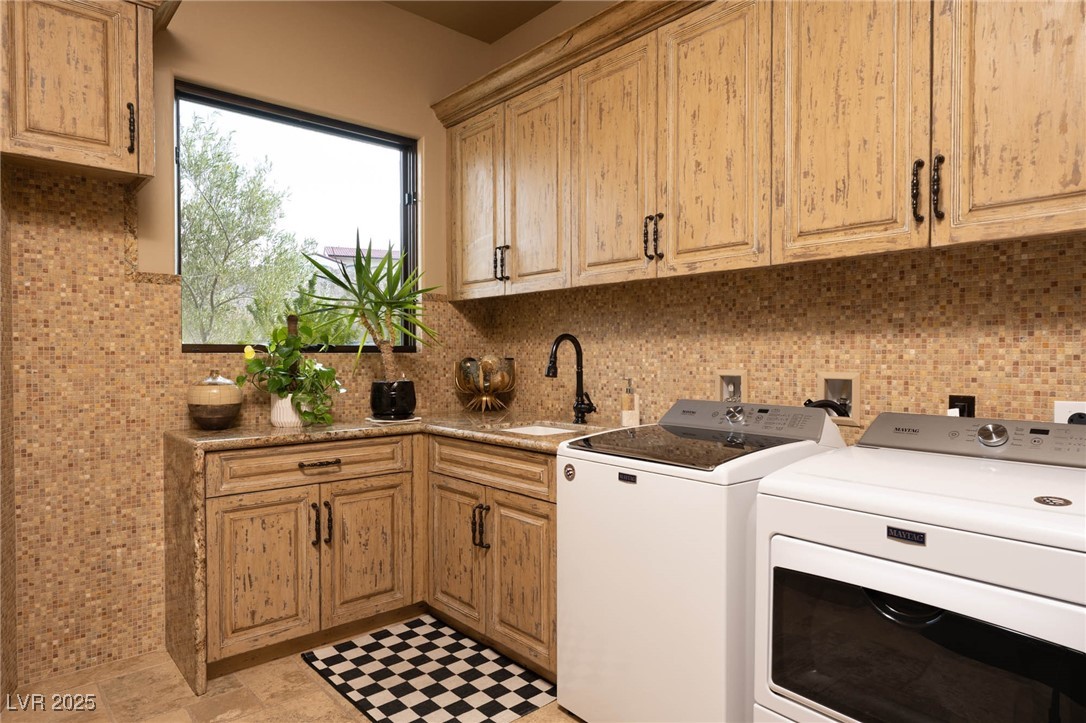 1123 Christian Road Henderson, NV 89002 - Photo 67 of 83 Clothes washing area featuring separate washer and dryer, a sink, and cabinet space