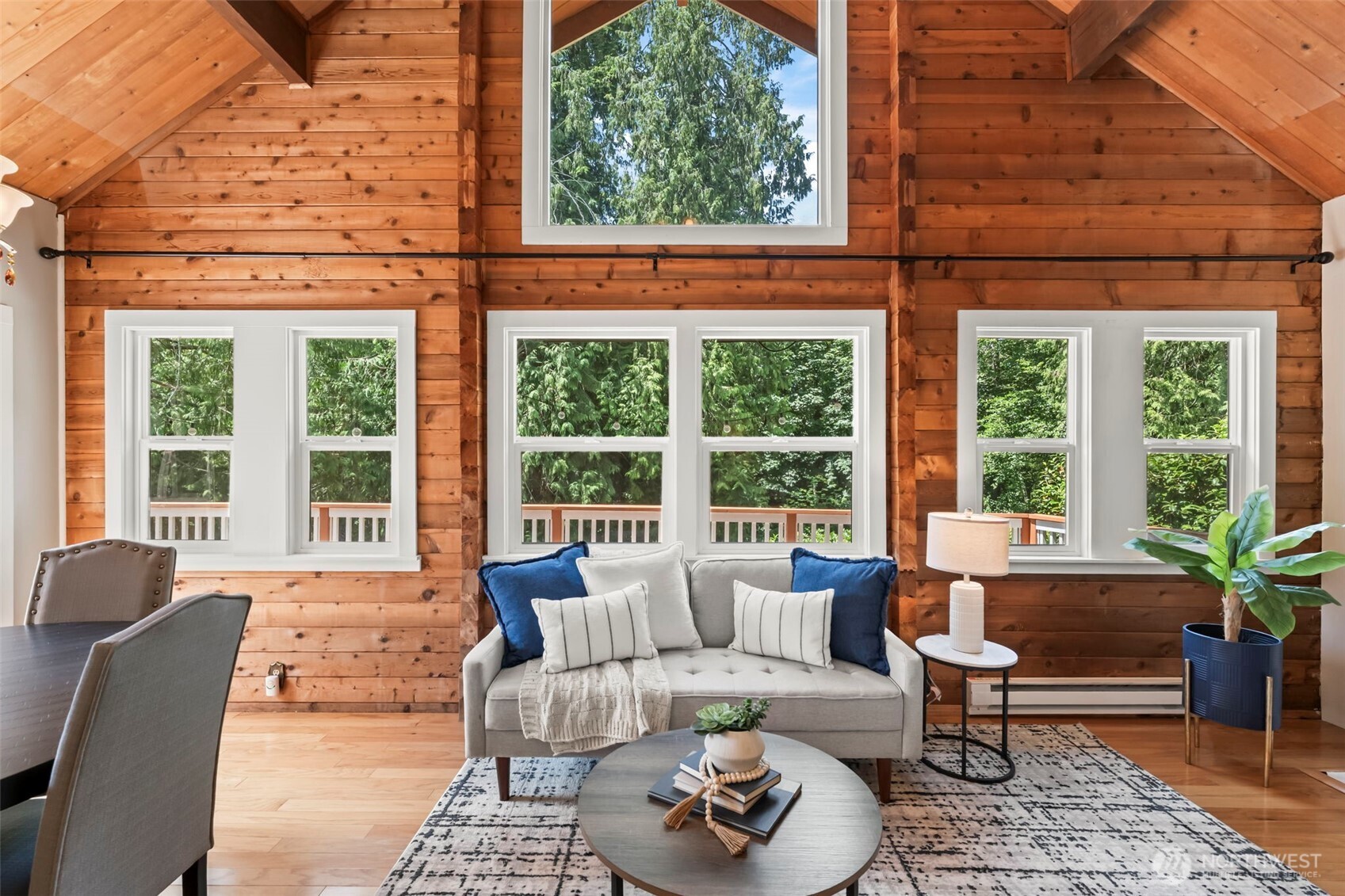12170 Viewcrest Place Northeast Bainbridge Island, WA 98110 - Photo 5 of 37 a living room with furniture and a large window