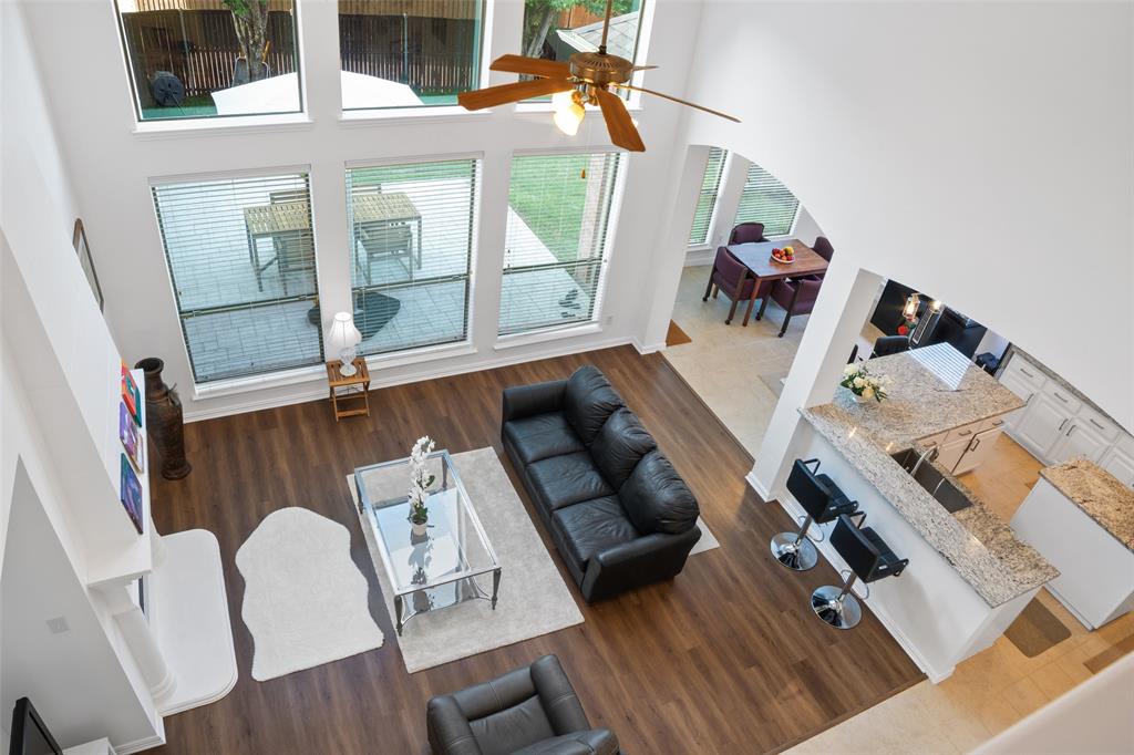 1818 Port Isabel Drive Allen, TX 75013 - Photo 30 of 38 a living room with furniture and a fireplace