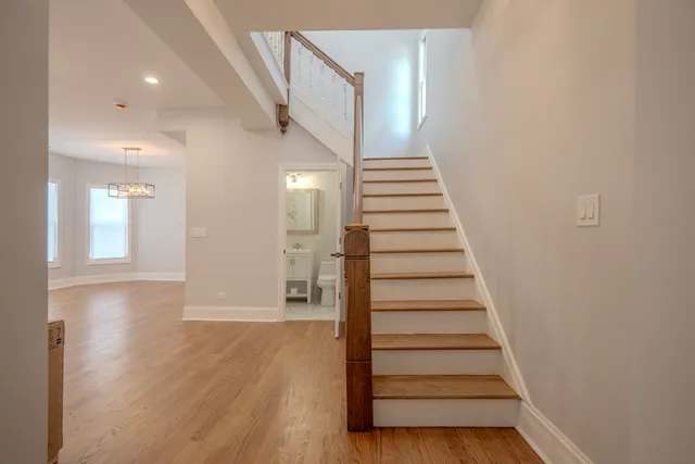 a view of entryway with wooden floor