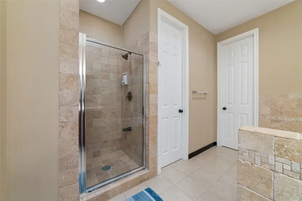 a bathroom with a shower