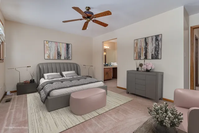 a bed room with a bed and a couch