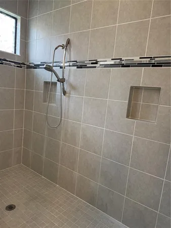 a view of a room with racks on the wall