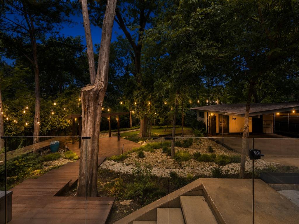 13321 Purple Sage Road Dallas, TX 75240 - Photo 20 of 30 AI Augmented Expansive outdoor area featuring a multi-level wood-finish deck and concrete steps