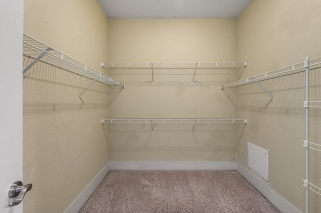 a view of a room with racks on the wall