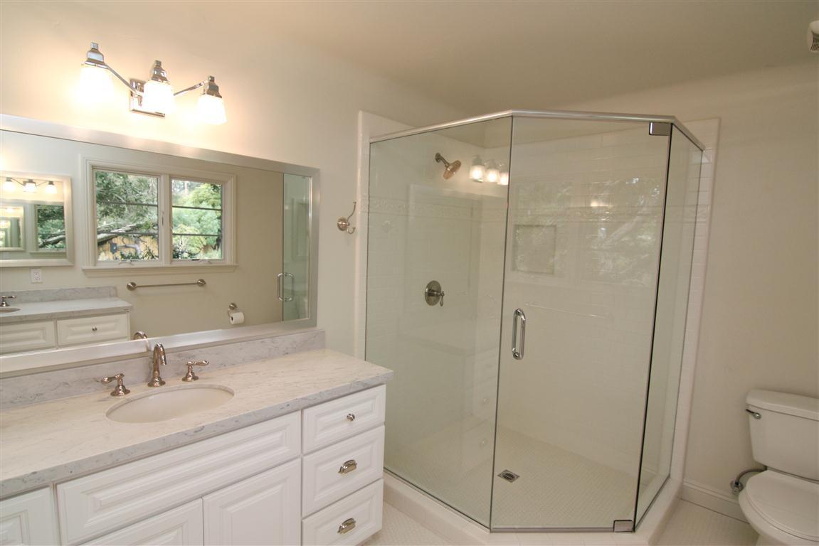 1183 Mesa Road Santa Barbara, CA 93108 - Photo 10 of 24 a bathroom with a shower sink and mirror