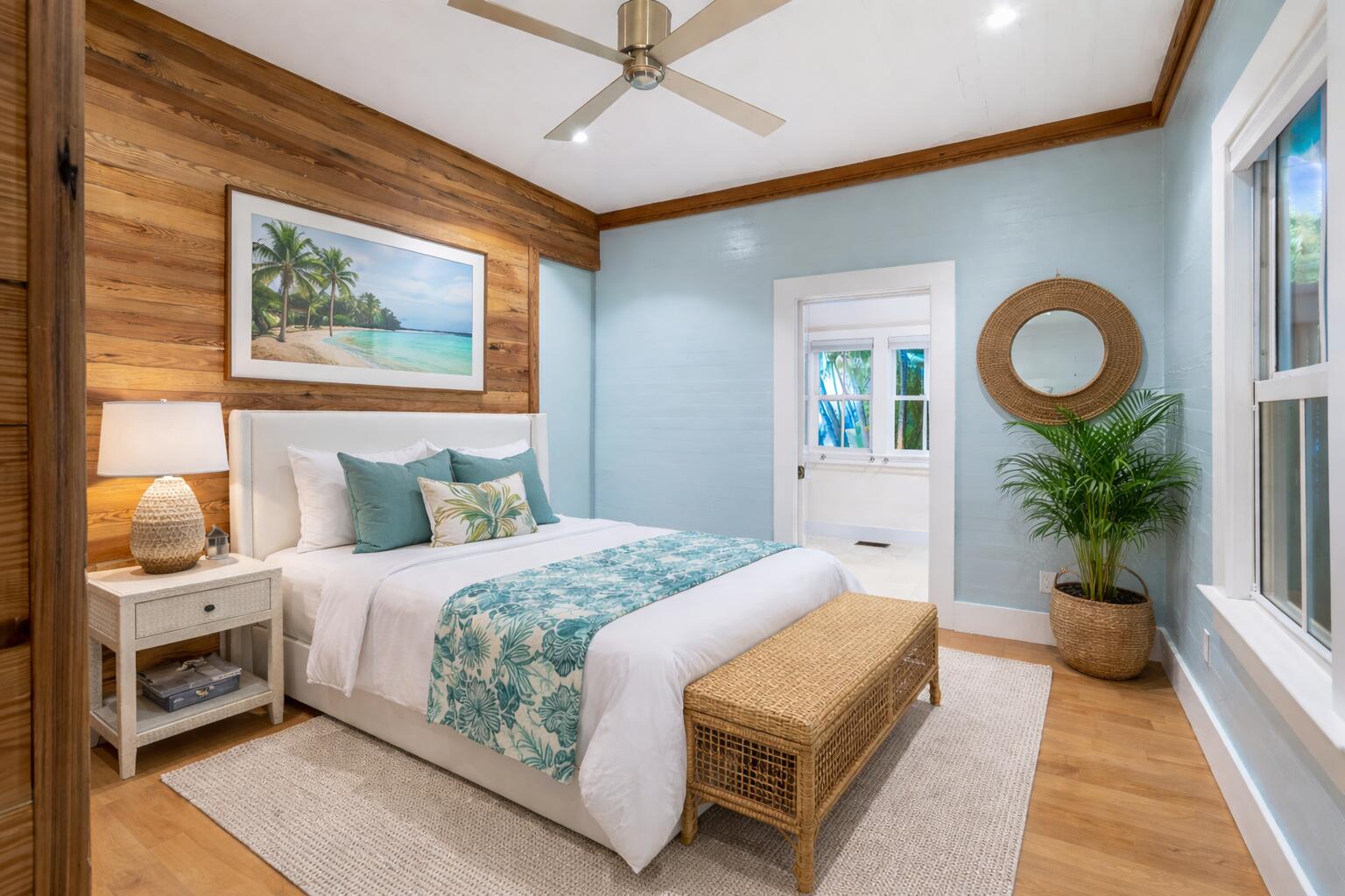 1120 Seminary Street Key West, FL 33040 - Photo 14 of 42 a bedroom with bed and a potted plant