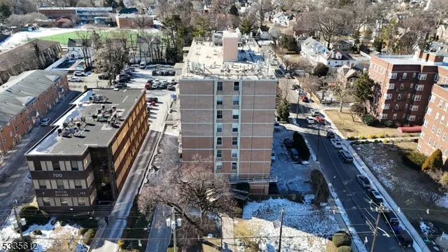 a city view with tall buildings