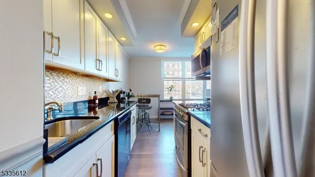 a kitchen with lots of counter top space