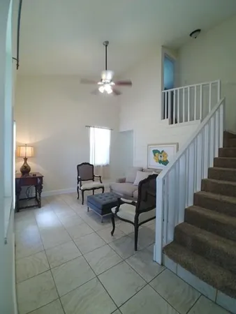 a living room with furniture