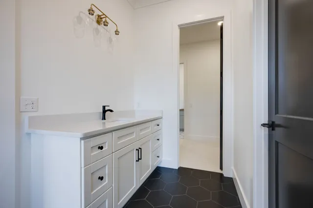 a bathroom with a bathtub