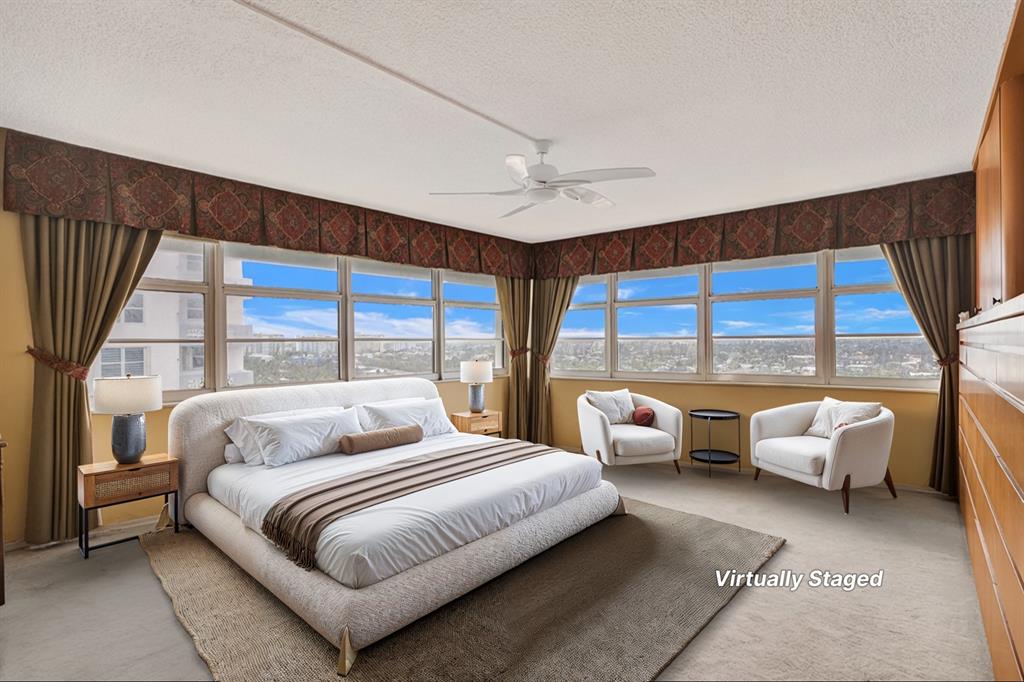 4280 Galt Ocean Drive, Unit 10A Fort Lauderdale, FL 33308 - Photo 15 of 36 a bedroom with furniture and large windows
