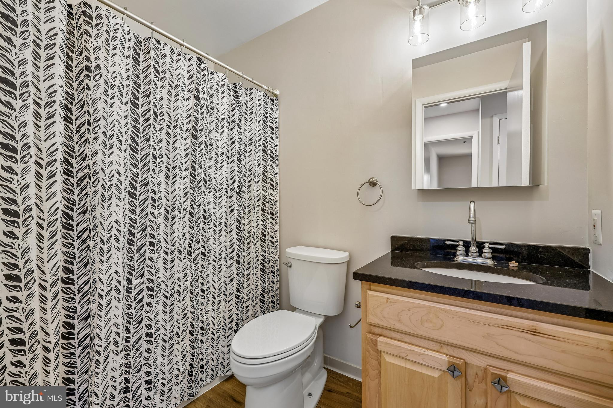 7804 Guildberry Court, Unit 301 Gaithersburg, MD 20879 - Photo 24 of 33 a bathroom with a granite countertop sink and a toilet