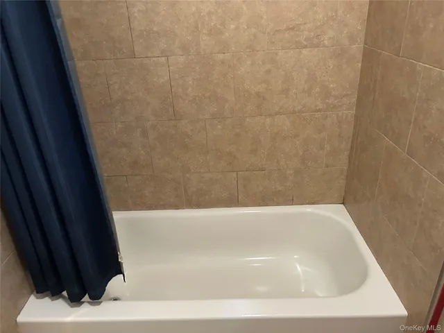 a bathroom with a bathtub