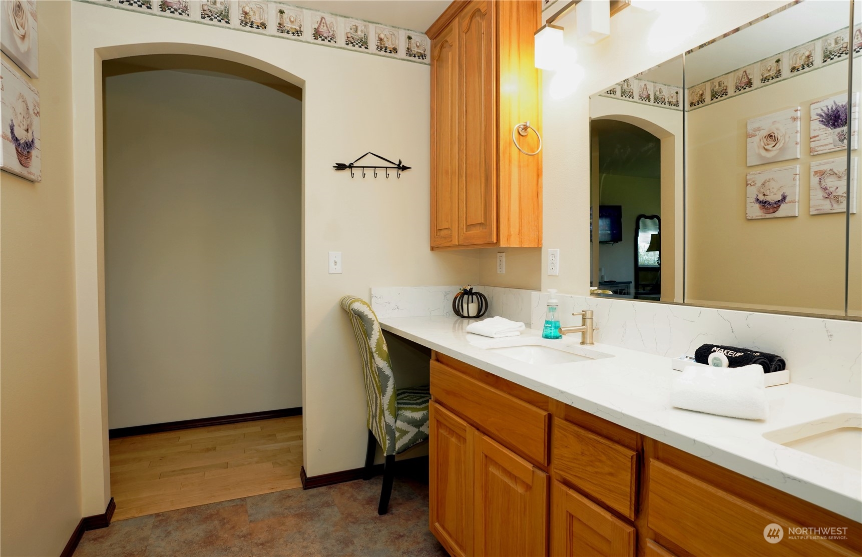 522 Fox Hollow Road Sequim, WA 98382 - Photo 23 of 40 a bathroom with a sink and a mirror
