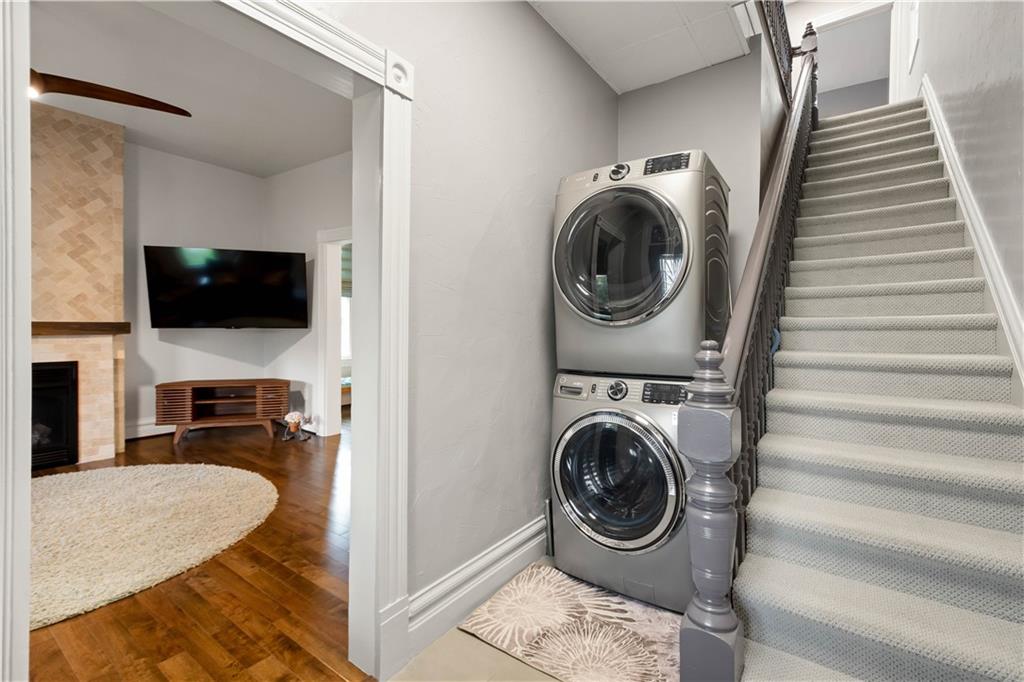 1520 4th Avenue Coraopolis, PA 15108 - Photo 5 of 37 Located off the foyer you will find this convenient laundry space with stackable washer and dryer.