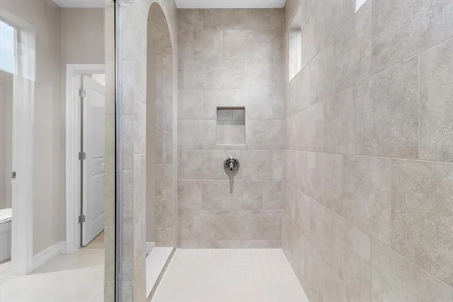 a bathroom with a shower