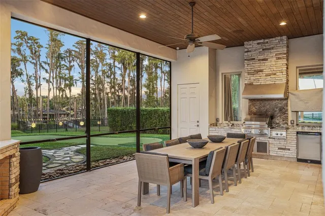 a view of a lake with a deck