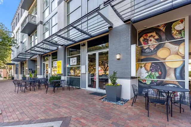 a view of a building with a street