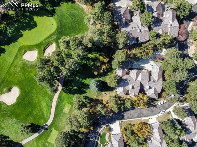 an aerial view of a garden