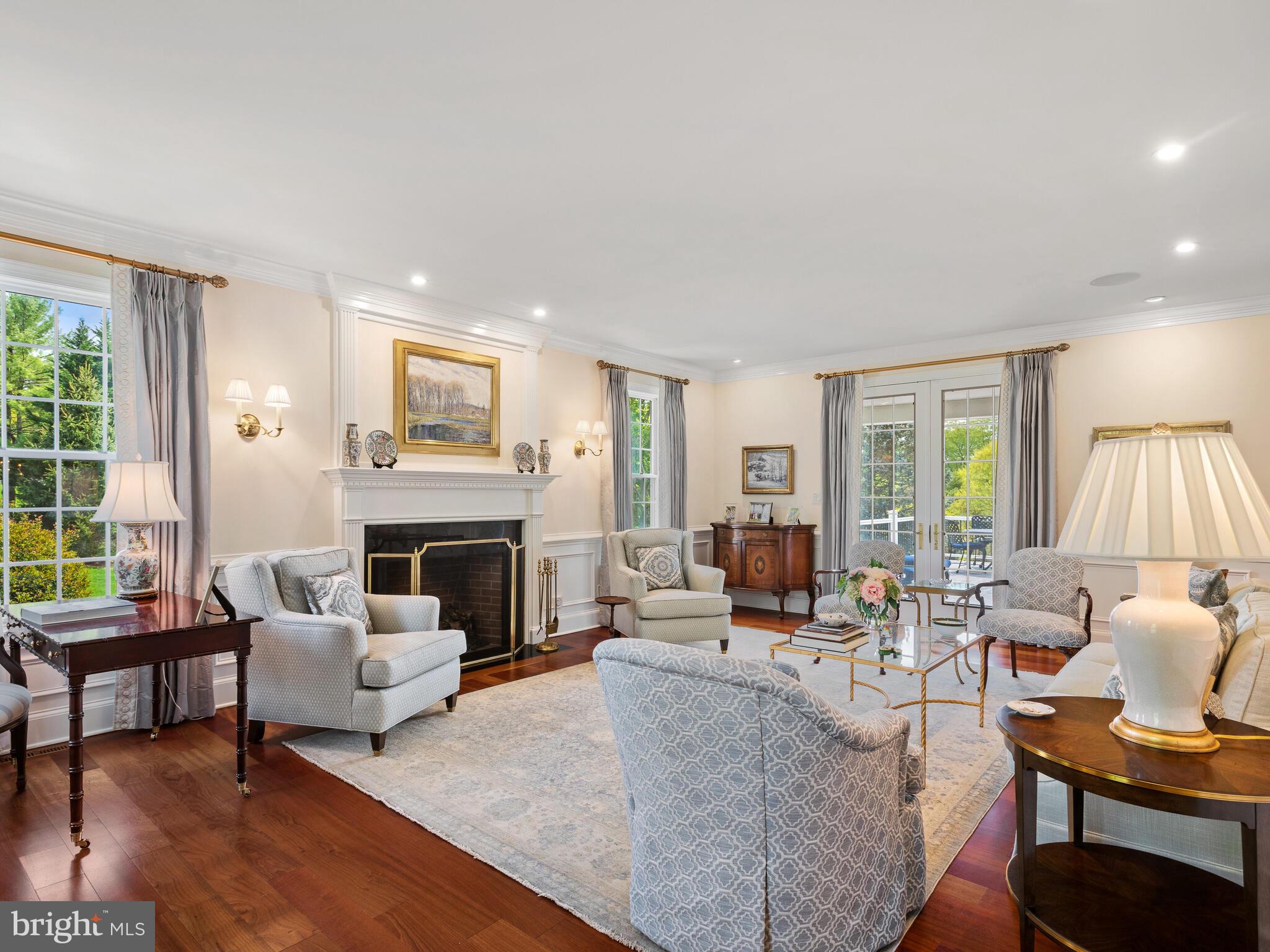 1 Hedgerow Lane Devon, PA 19333 - Photo 7 of 71 Gracious Living Room with Gas Fireplace